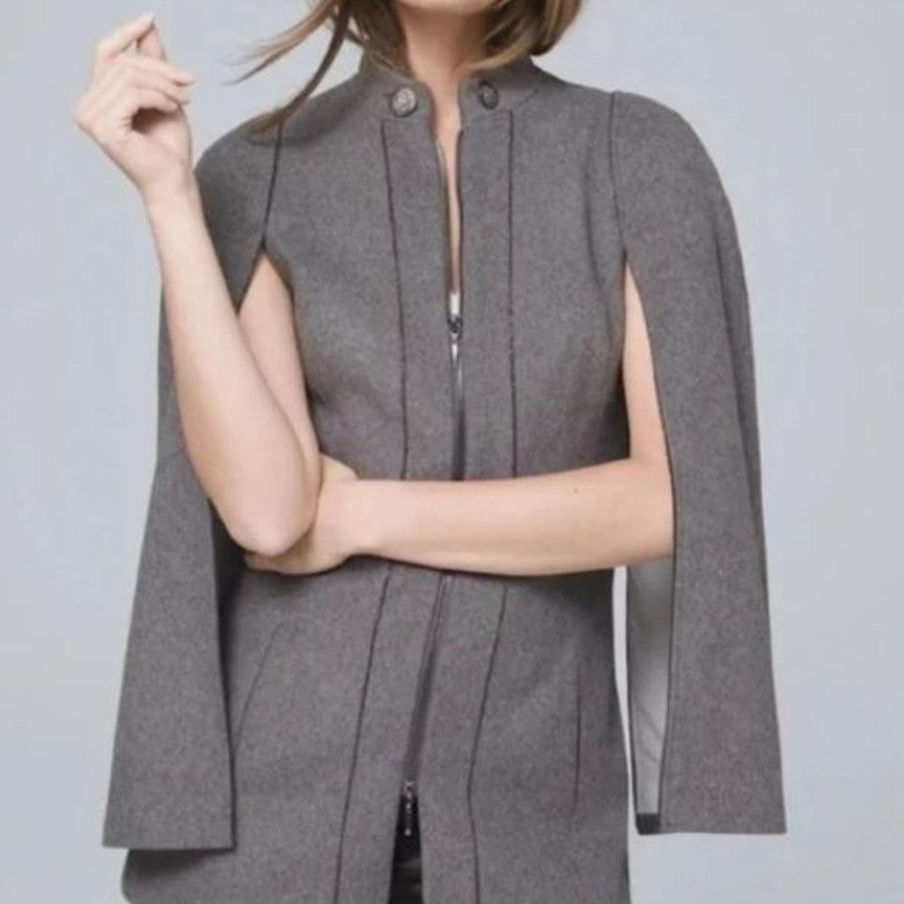 WHBM Grey Wool Cape Coat